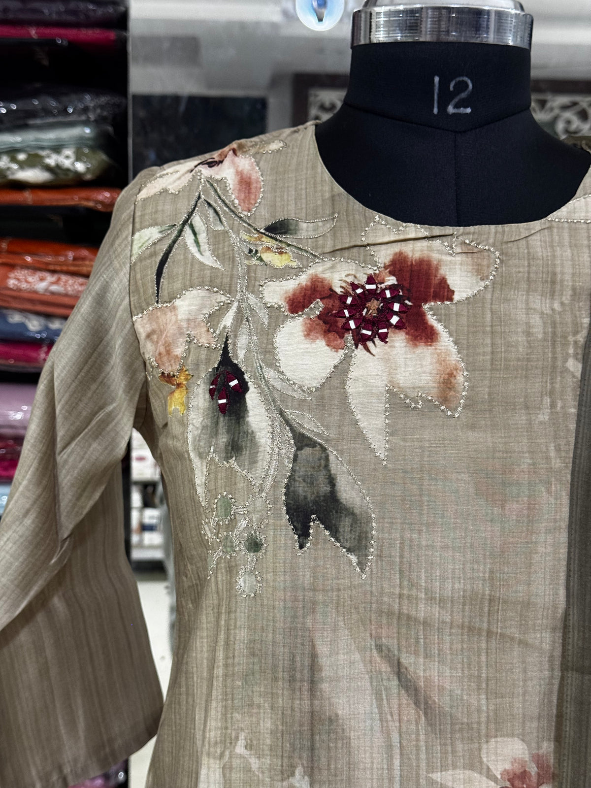 K252 Viscose linen beige three peice suit set