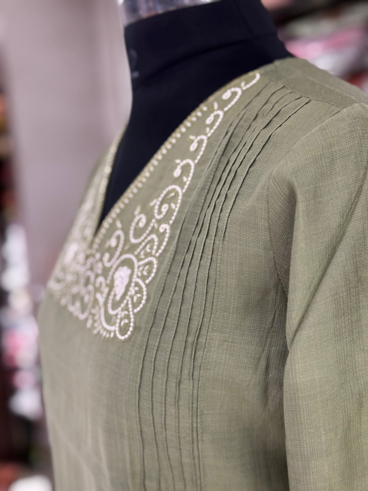 T51 Green Vatican silk kurti