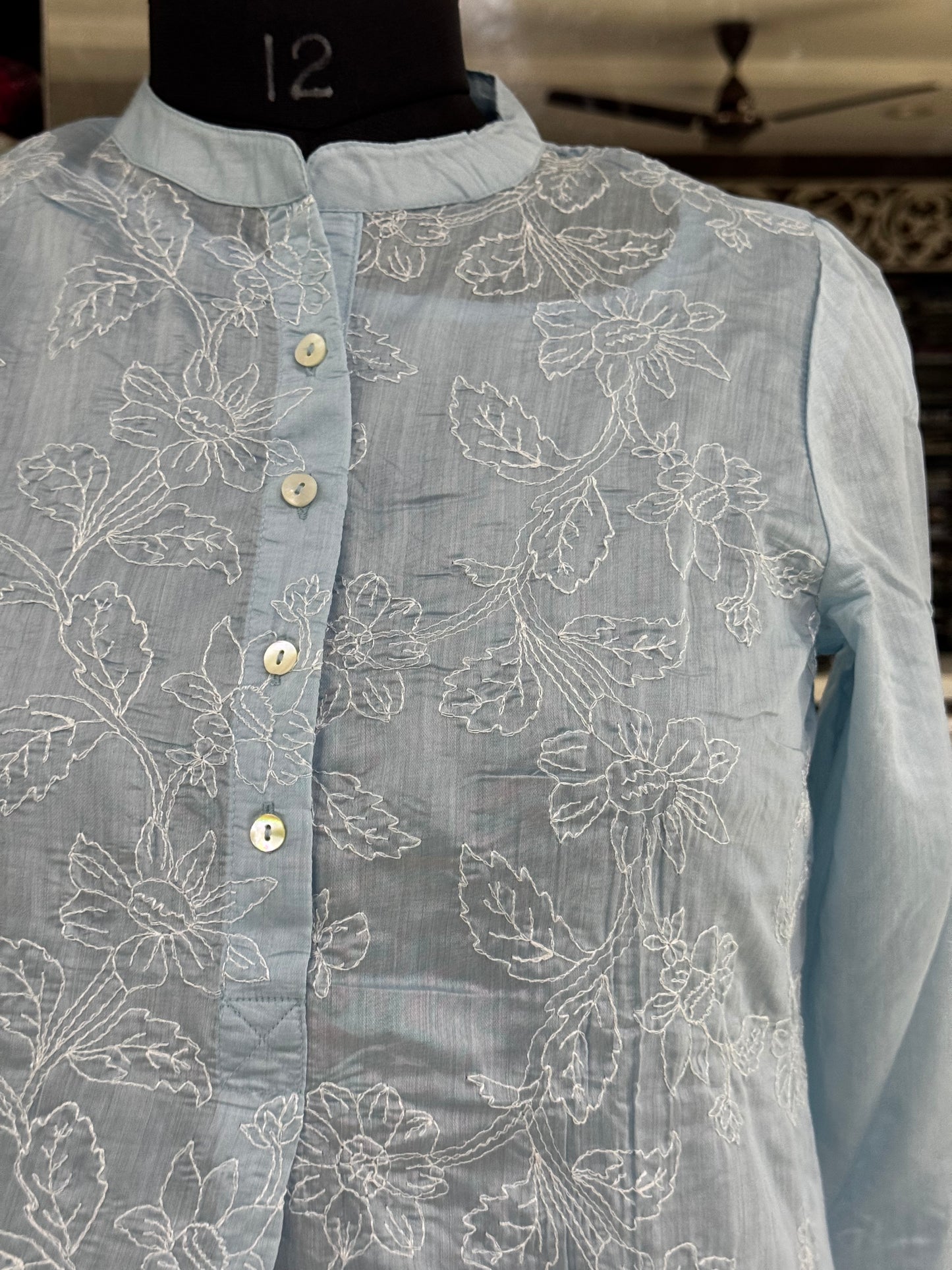 T36 Chanderi silk with thread embroidery kurti top