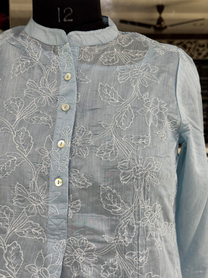 T36 Chanderi silk with thread embroidery kurti top
