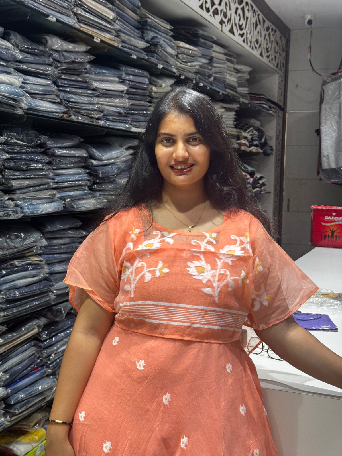 F140 Jamdani Poncho dress