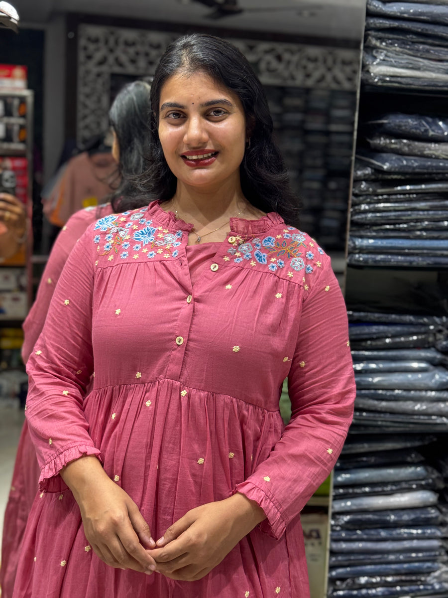 F108 onion pink mulcotton gown