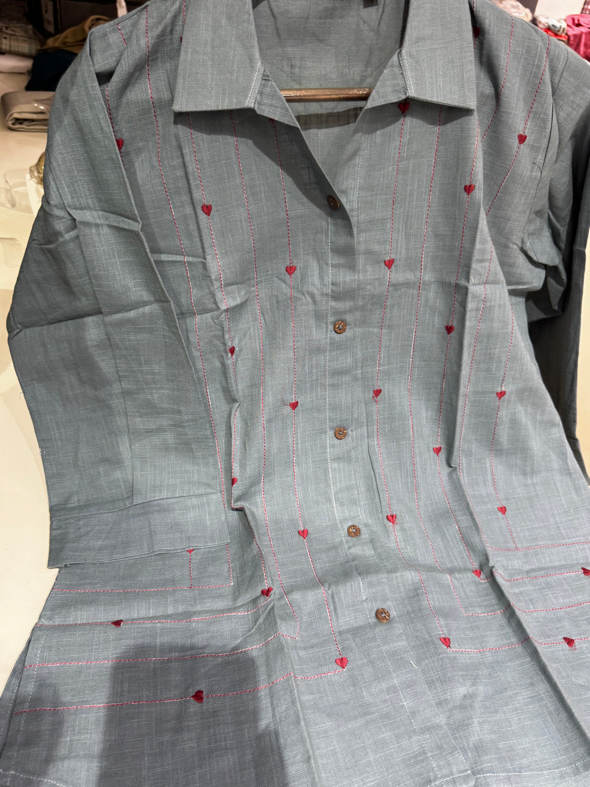 SH20 Heart weaving shirt cotton