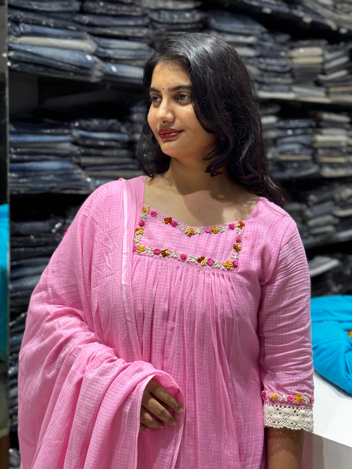 K253 Cotton candy pink Mulkota three peice suit set