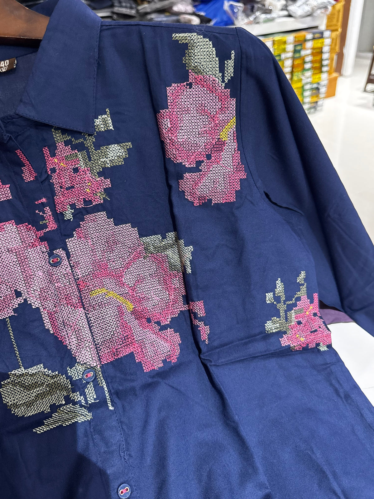 SH17 Floral satin pettipoint shirt