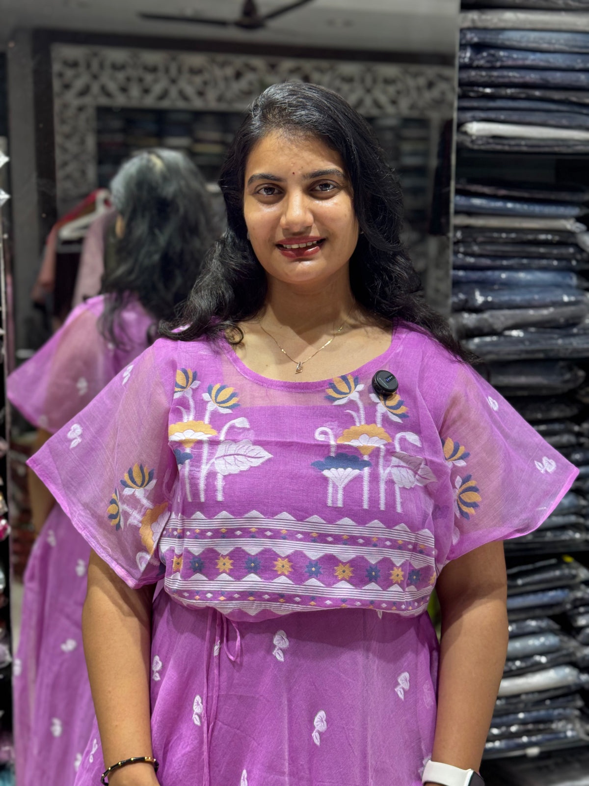 F140 Jamdani Poncho dress