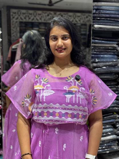 F140 Jamdani Poncho dress
