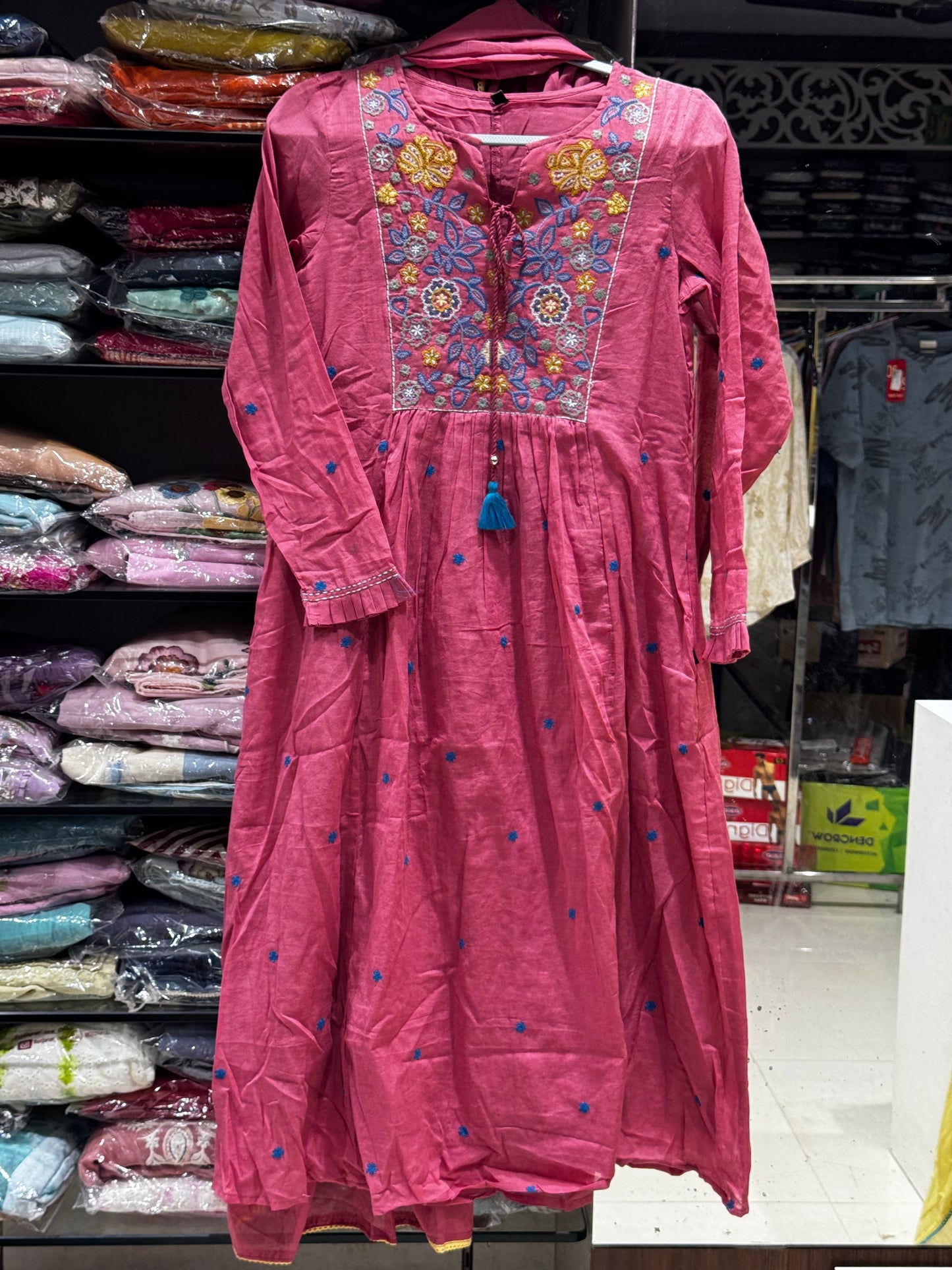 K185 Mulmul cotton 3pc set with thread embroidery