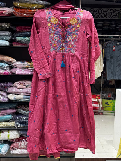 K185 Mulmul cotton 3pc set with thread embroidery