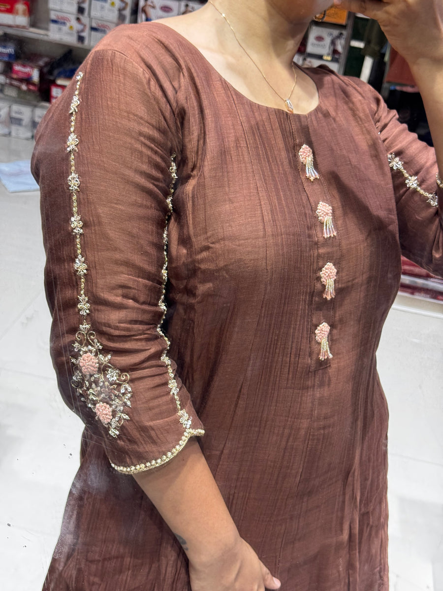 K175 Benaras Mulchanderi Partywear three peice set