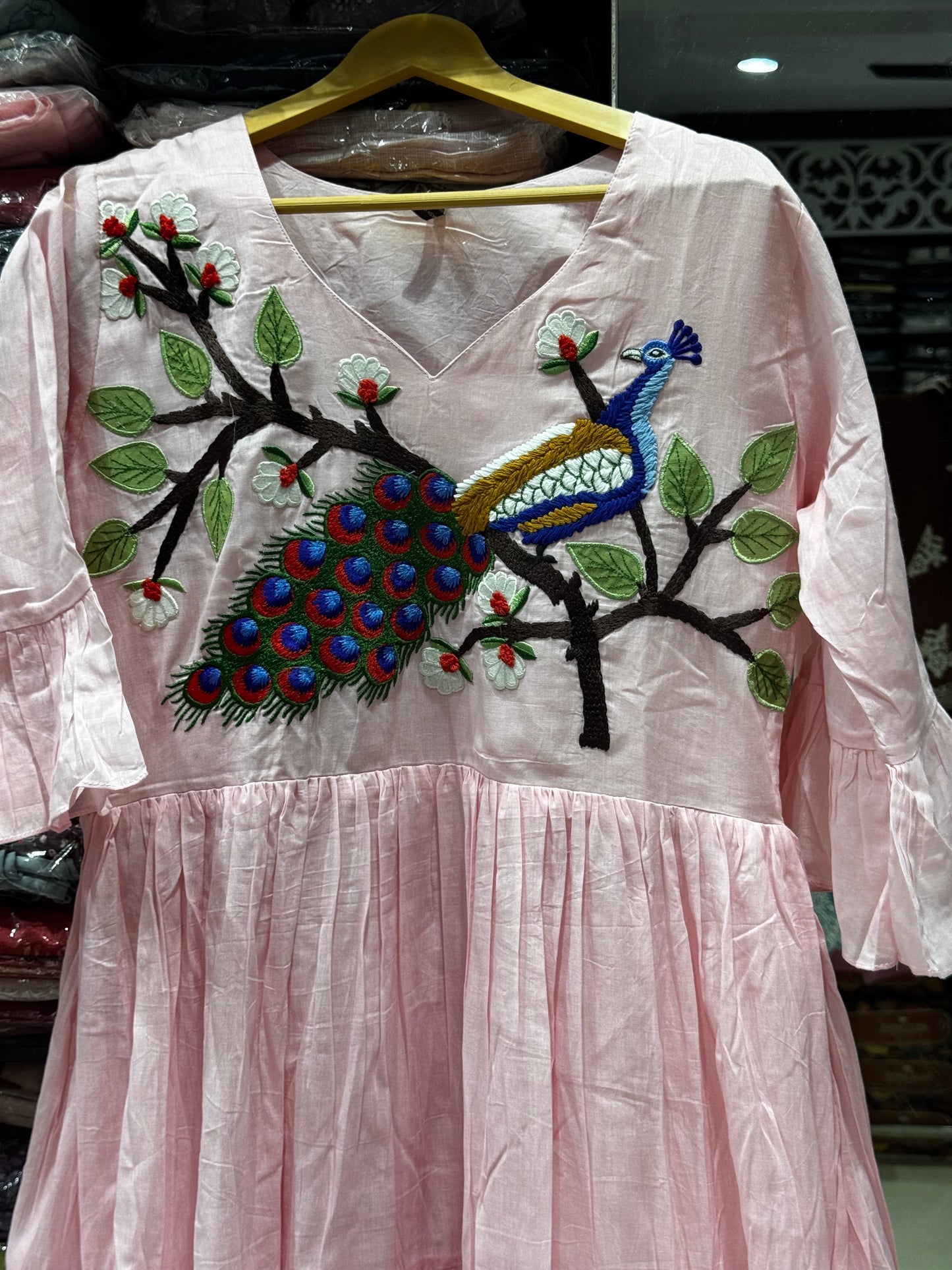 F110 Peacock mulcotton gown