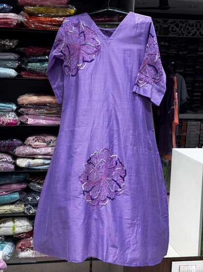 F56 RAW SLUB SILK PURPLE KURTI,GOWN