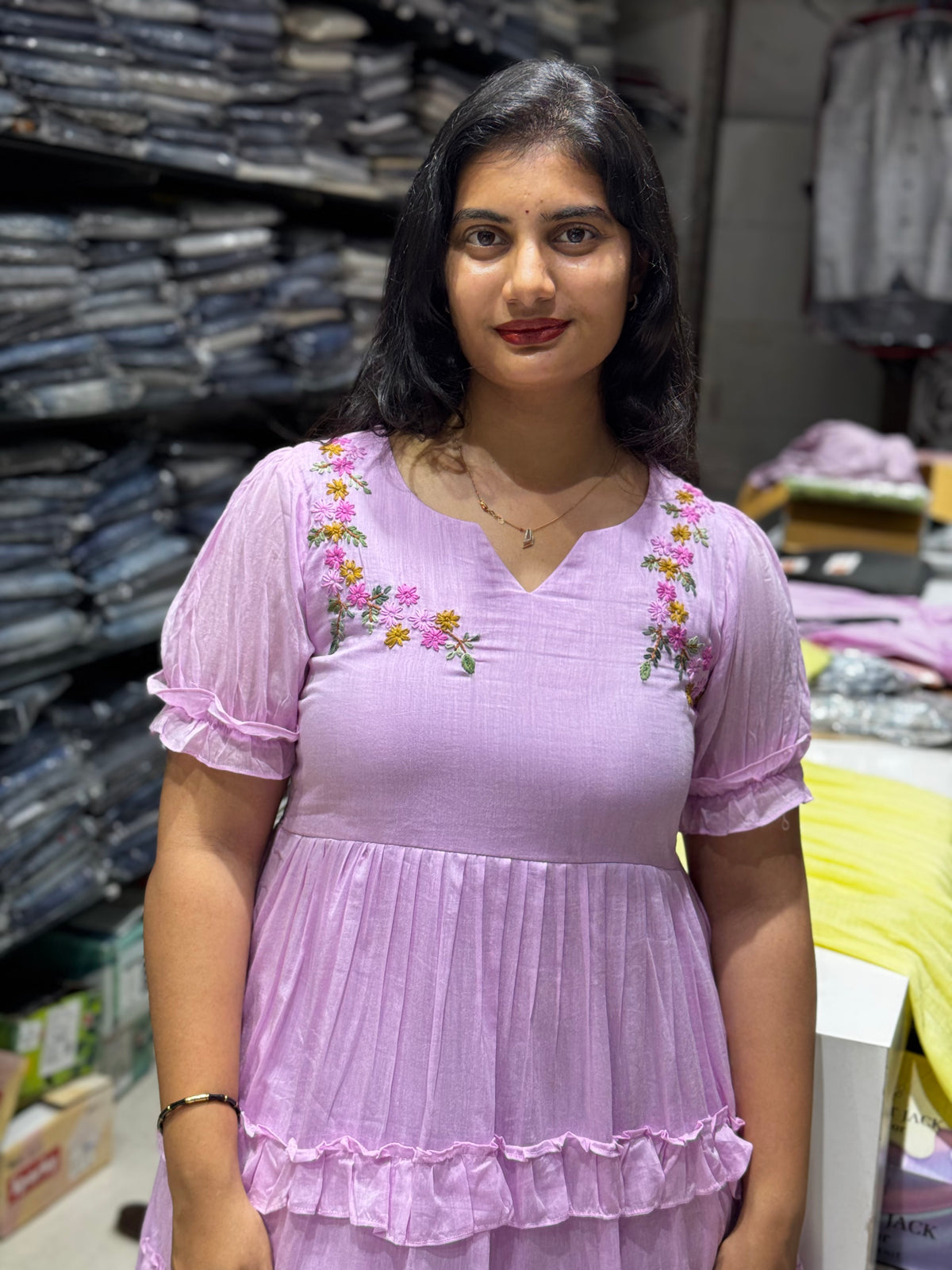 F162 Electric Lavender frills dress