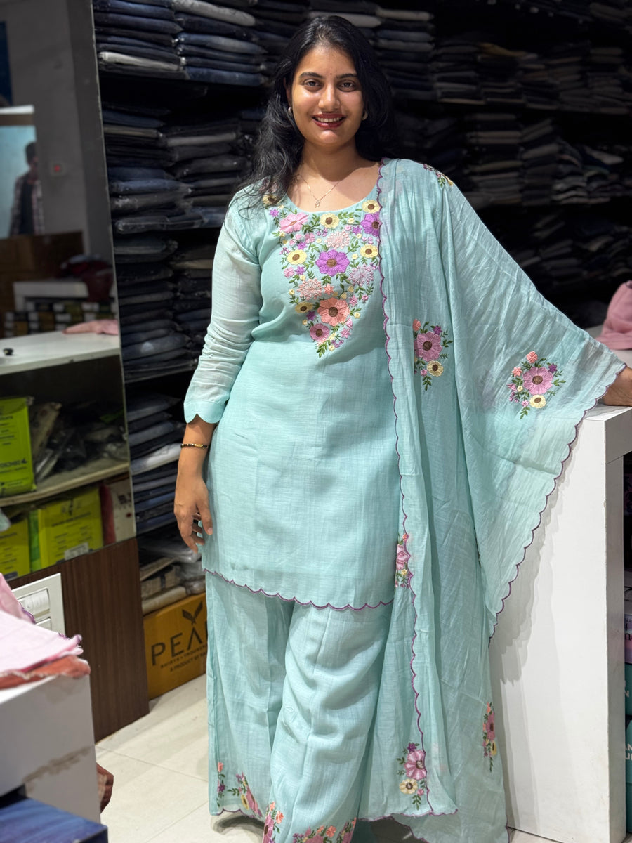 K187 Mulchanderi with floral work