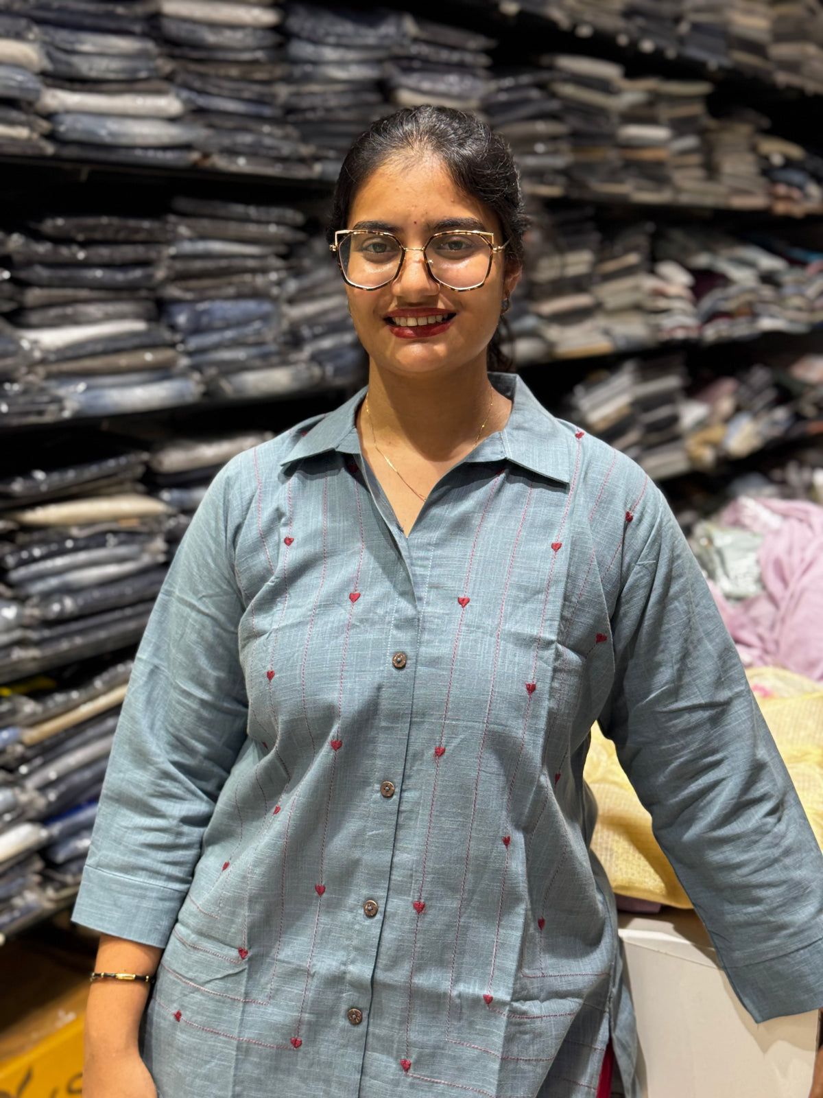 SH20 Heart weaving shirt cotton