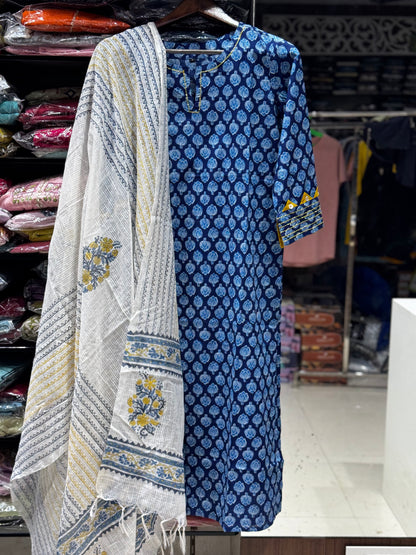 K170 Blue Jaipur block print three peice set