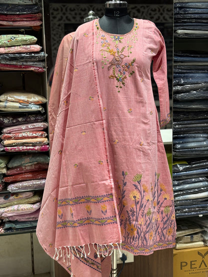 K197 Jamdani 3pice set onion pink