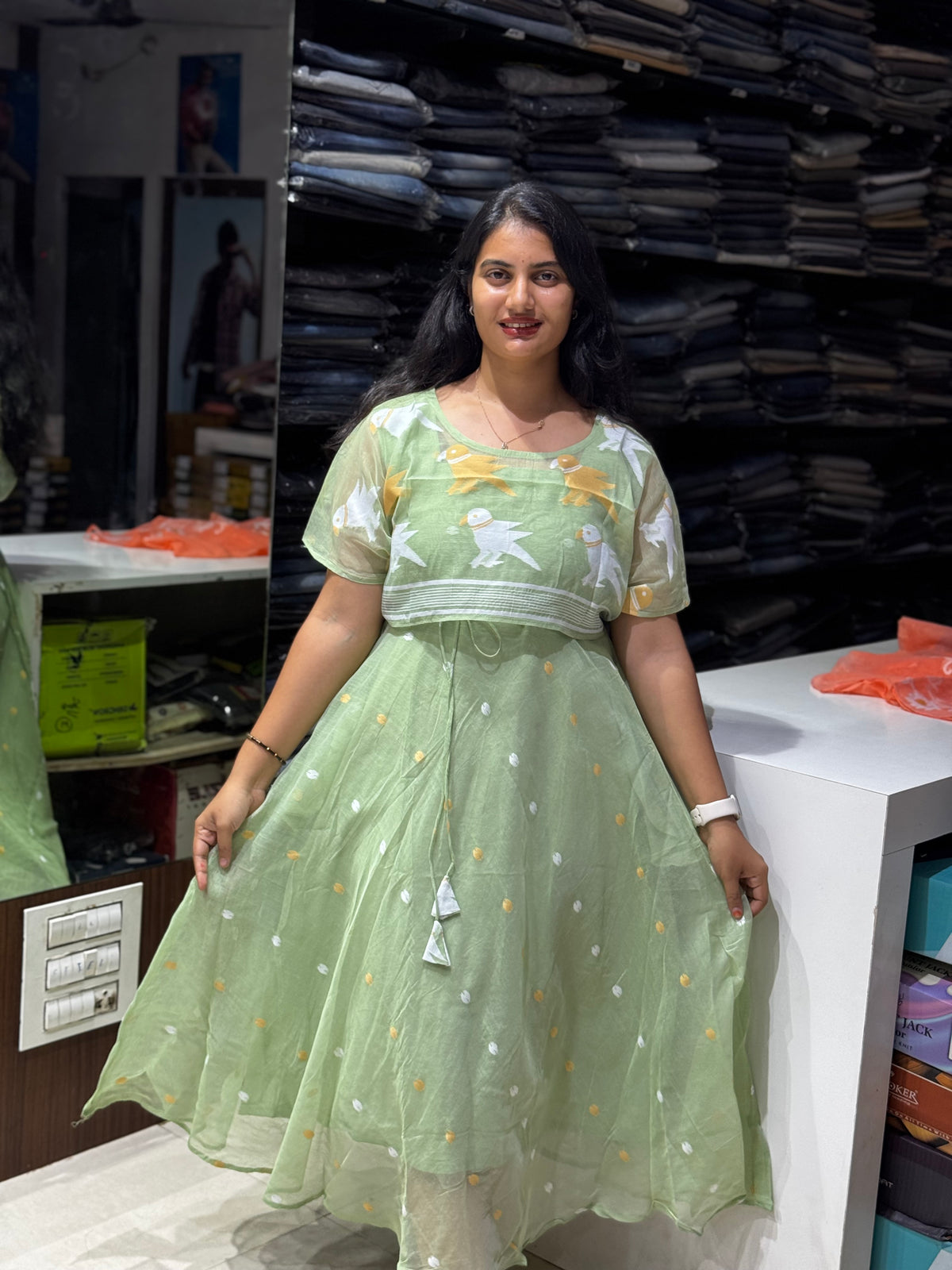 F140 Jamdani Poncho dress