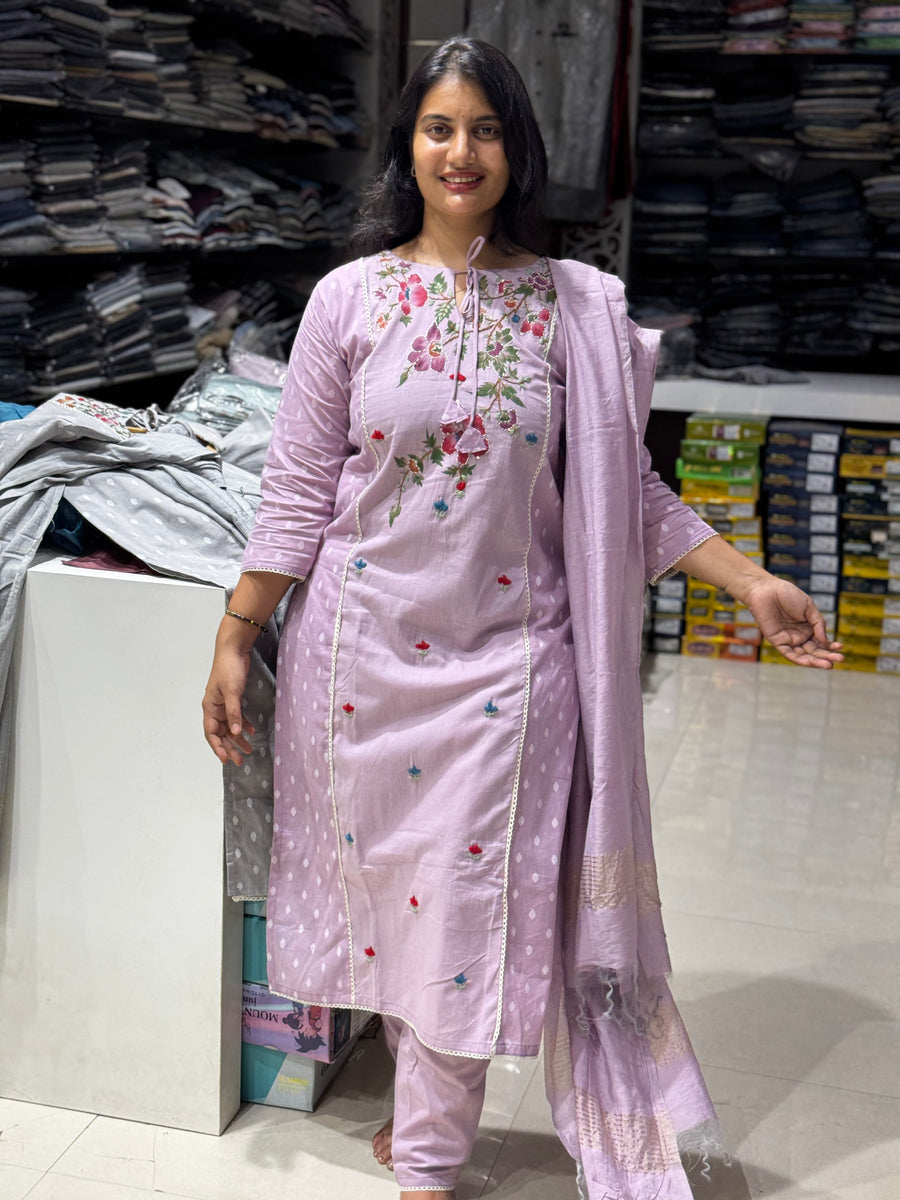 K211 Mulcotton Jamdani three peice suit set
