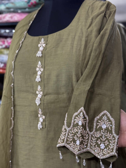K175 Benaras Mulchanderi Partywear three peice set