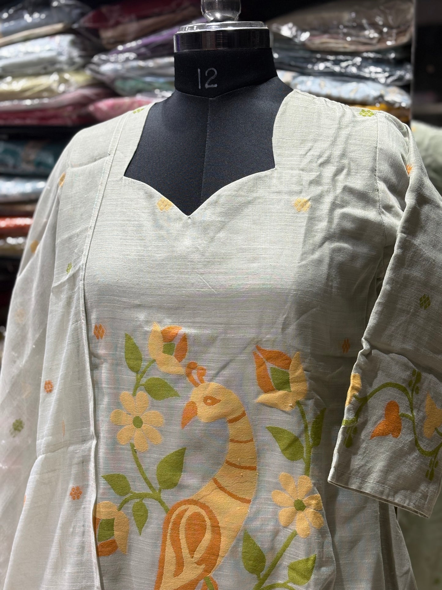 K136 MUSLIN COTTON JAMDANI ALINE 3pc set
