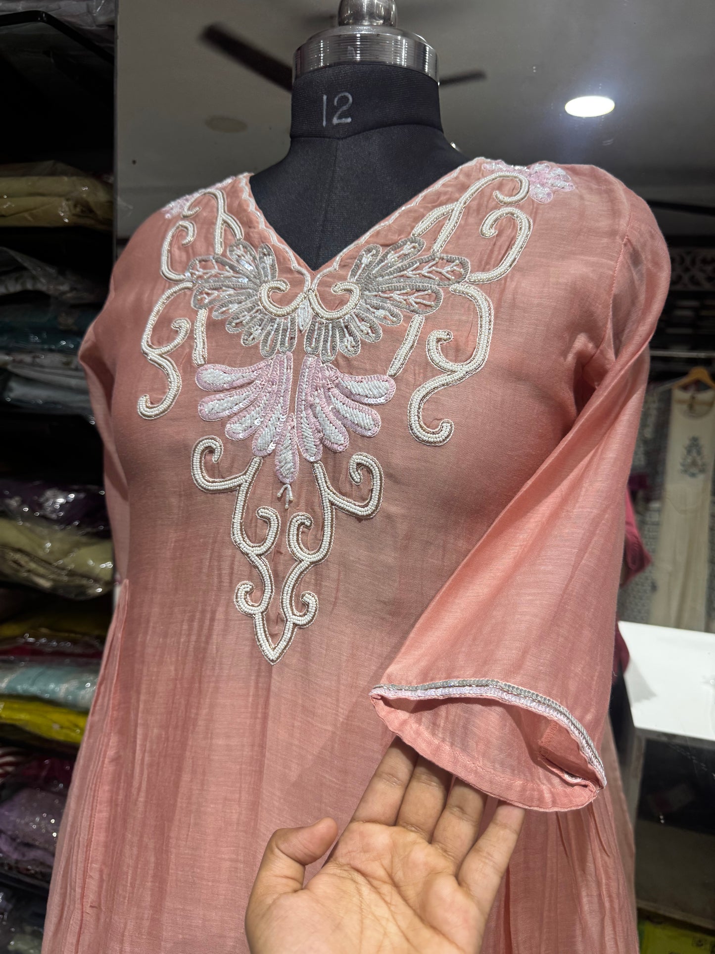 IN 18 Baby pink benras mulchanderi kurta and pant