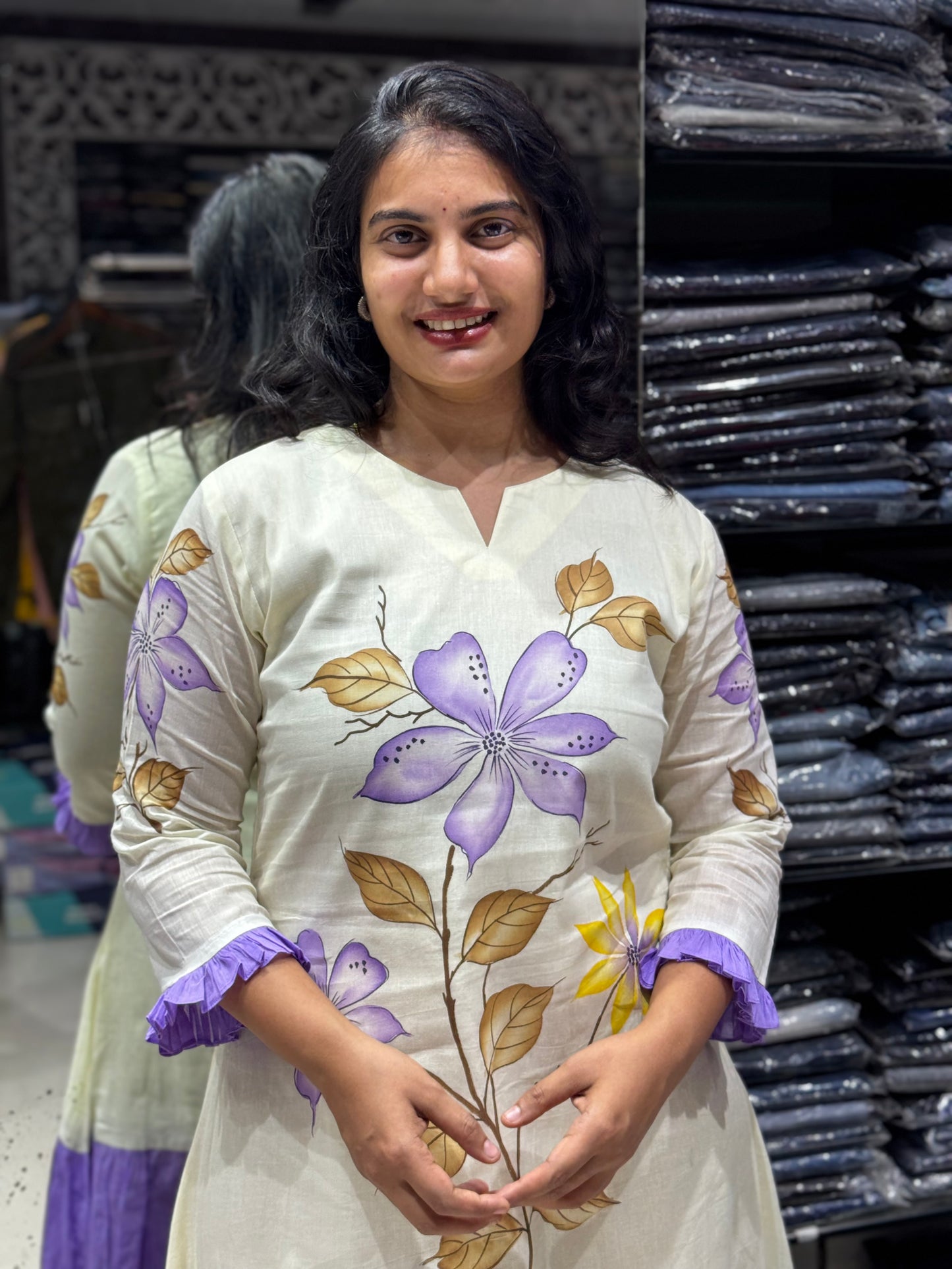 F117 Brush paint flower mulcotton frock