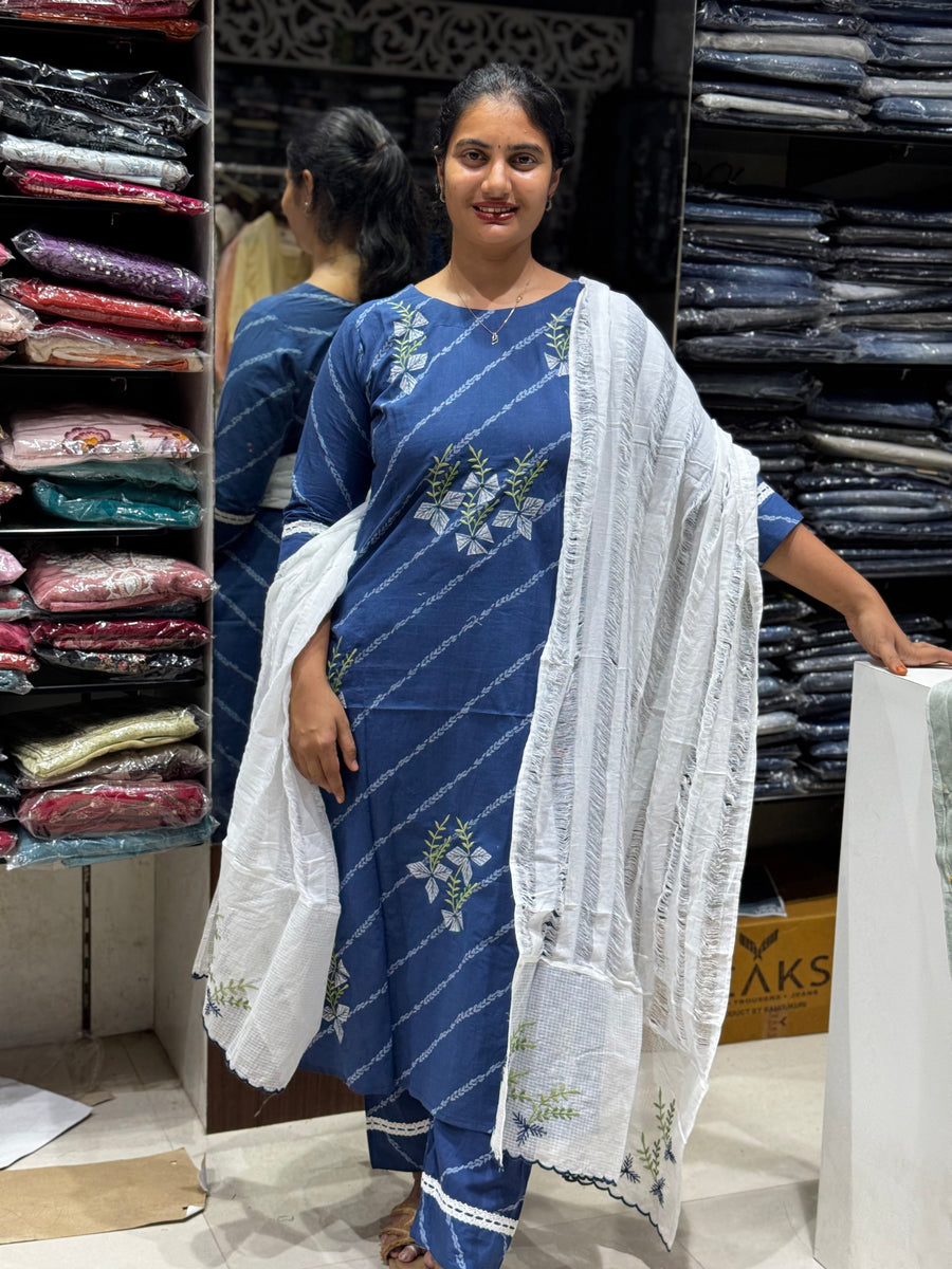 K205 Jaipur cotton applique designer style dupatta