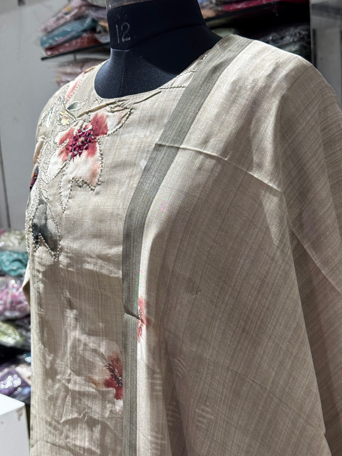 K252 Viscose linen beige three peice suit set