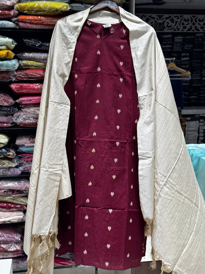 K203 Handloom cotton heart weaving three peice set