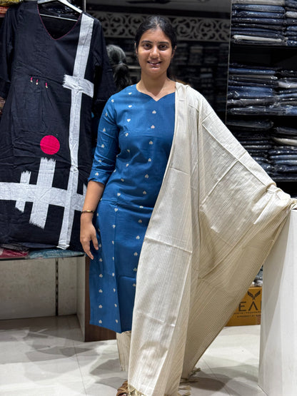 K203 Handloom cotton heart weaving three peice set
