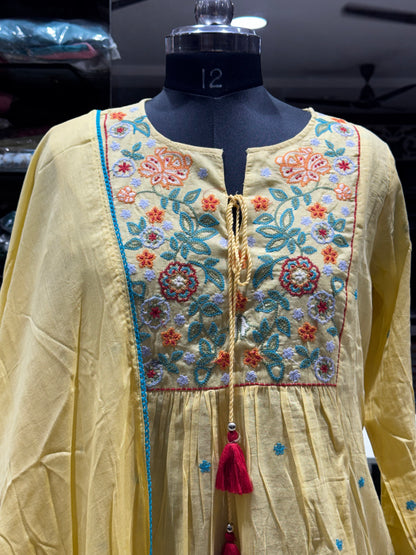 K185 Mulmul cotton 3pc set with thread embroidery