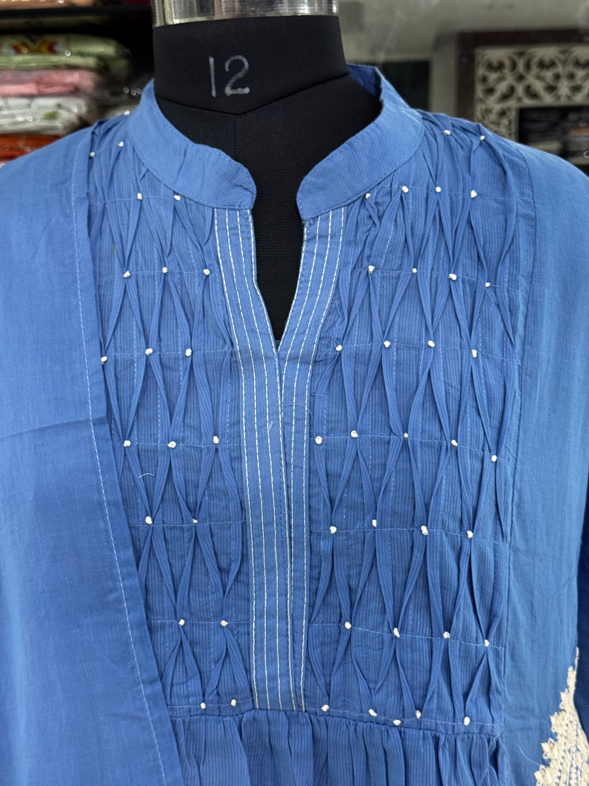 K249 blue colour Vatican silk 3pice suit set