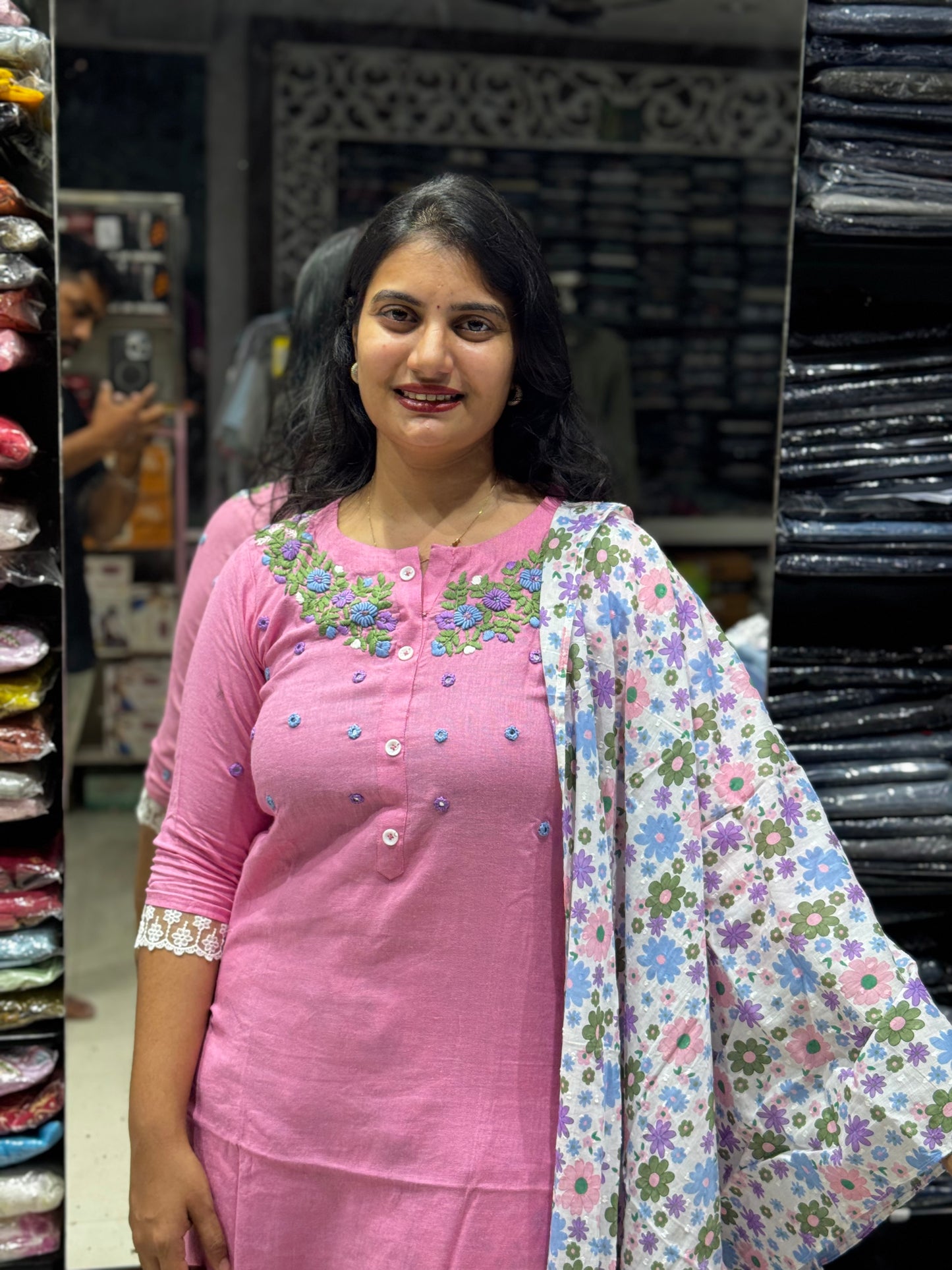 K160 Handloom cotton floral 3pc set