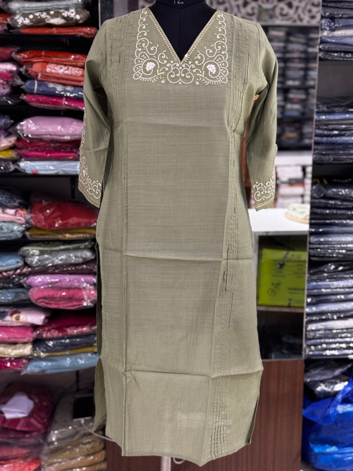 T51 Green Vatican silk kurti