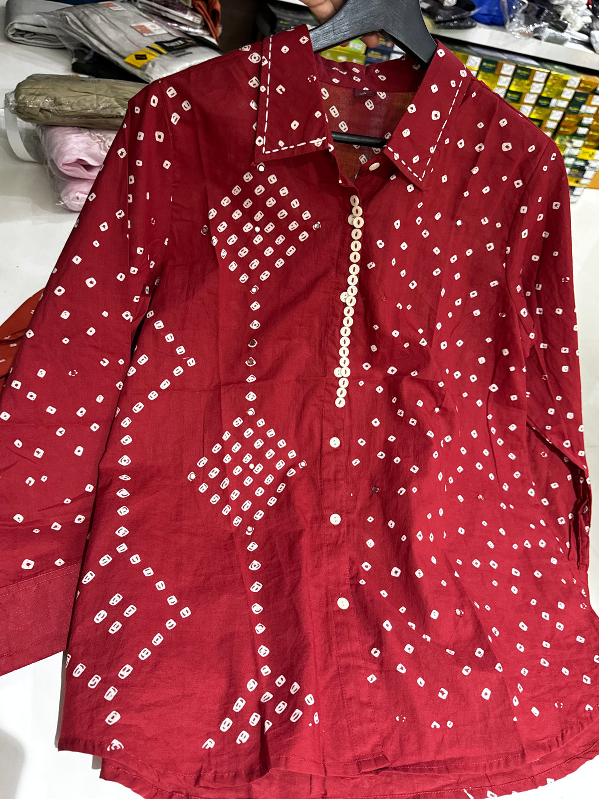 SH16 Jaipur cotton bandhini shirt