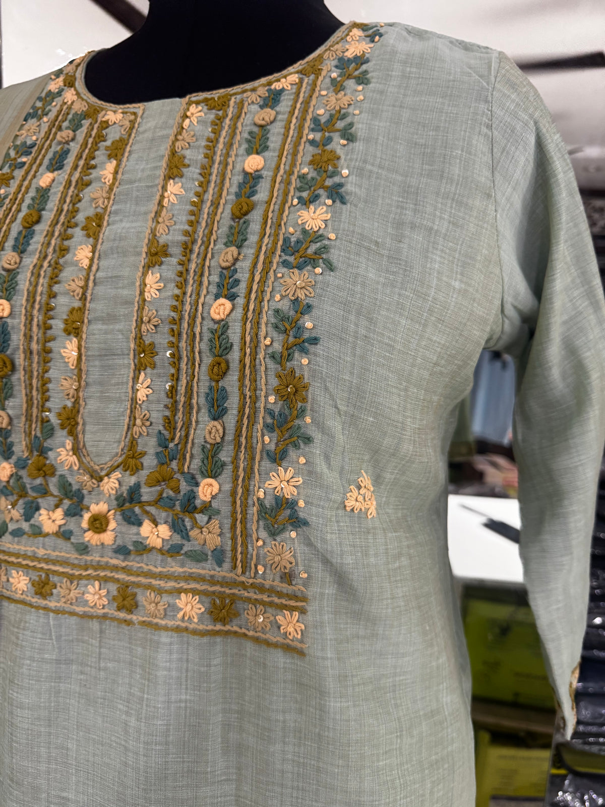 K199 Tussar cotton 3pc suit set