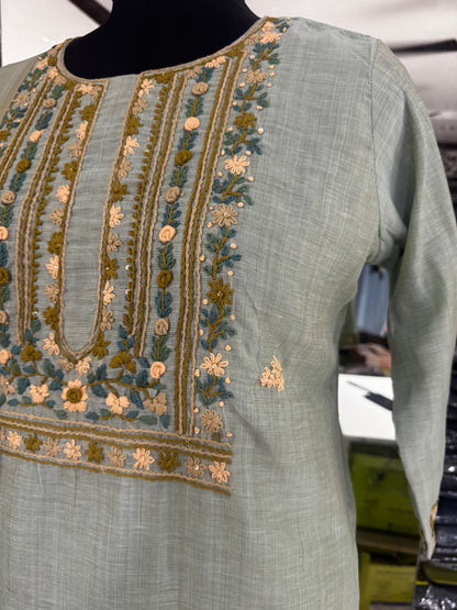 K199 Tussar cotton 3pc suit set