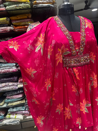 IN 19 indowestern pink kaftan Plazzo set