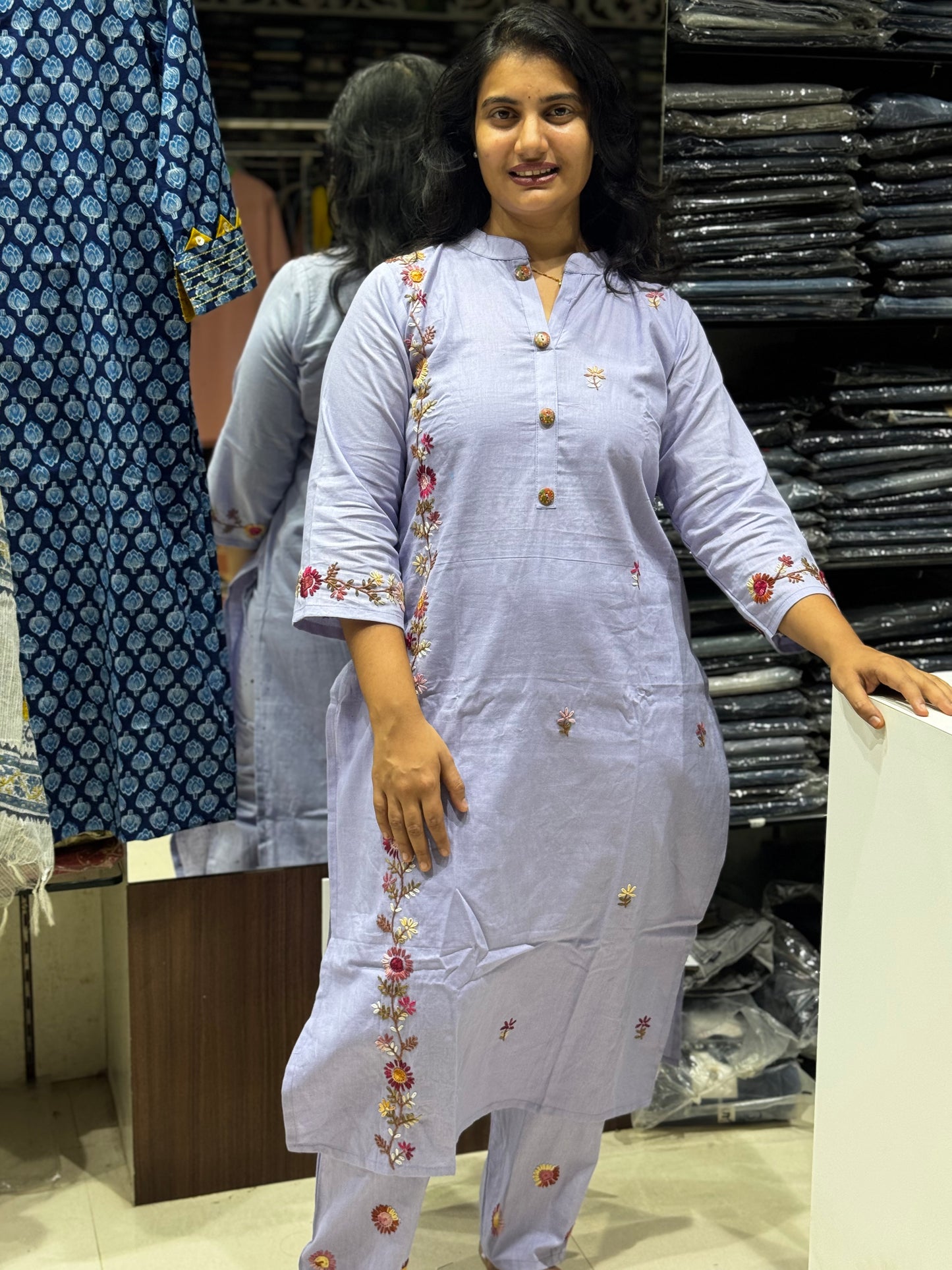 C84 Handloom cotton Backwork cord set