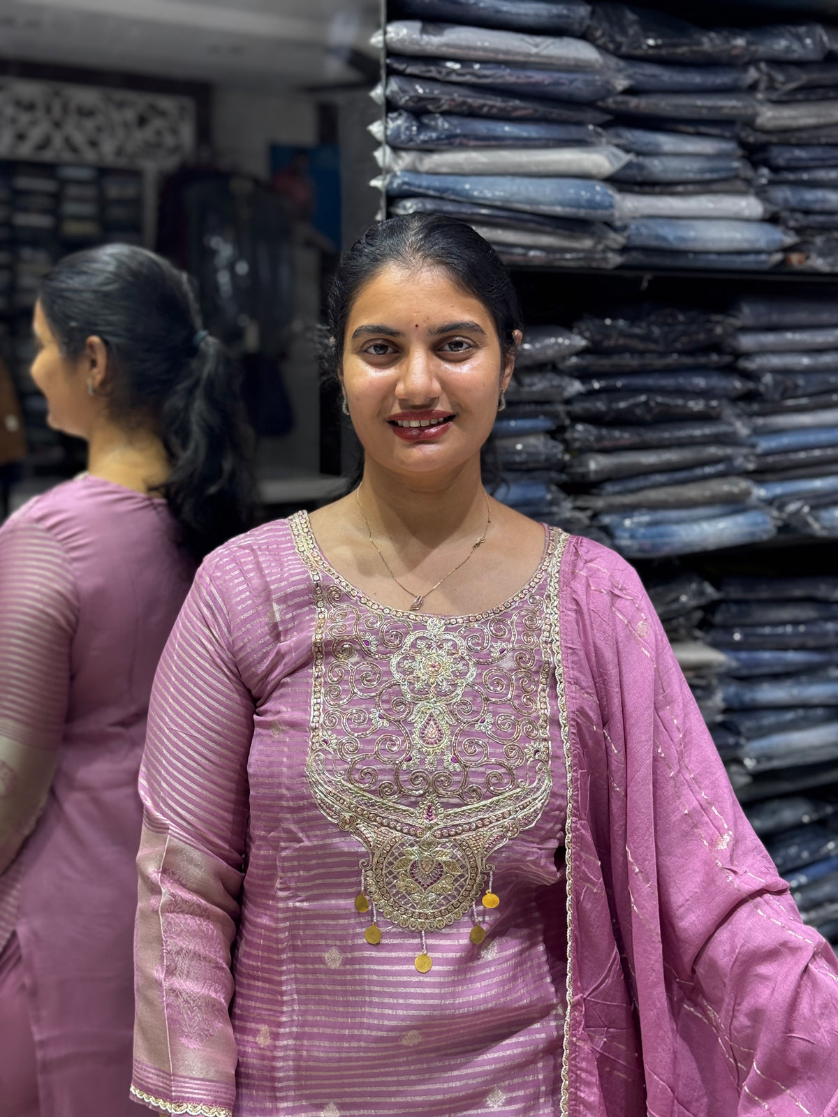 K240 Tissue Chanderi silk three peice suit set
