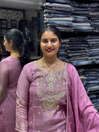 K240 Tissue Chanderi silk three peice suit set