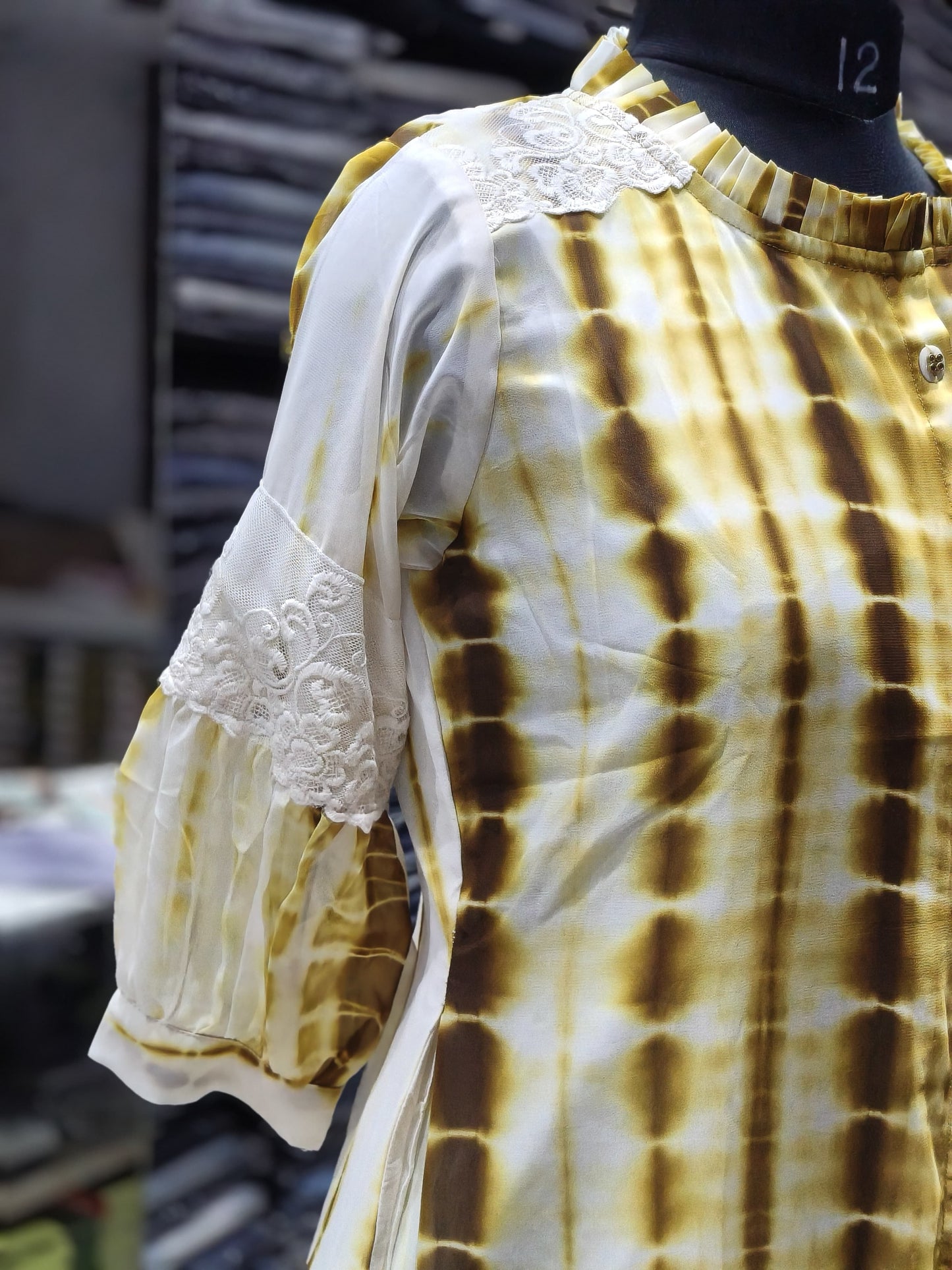 F134 Sunflower dress with crosia lace