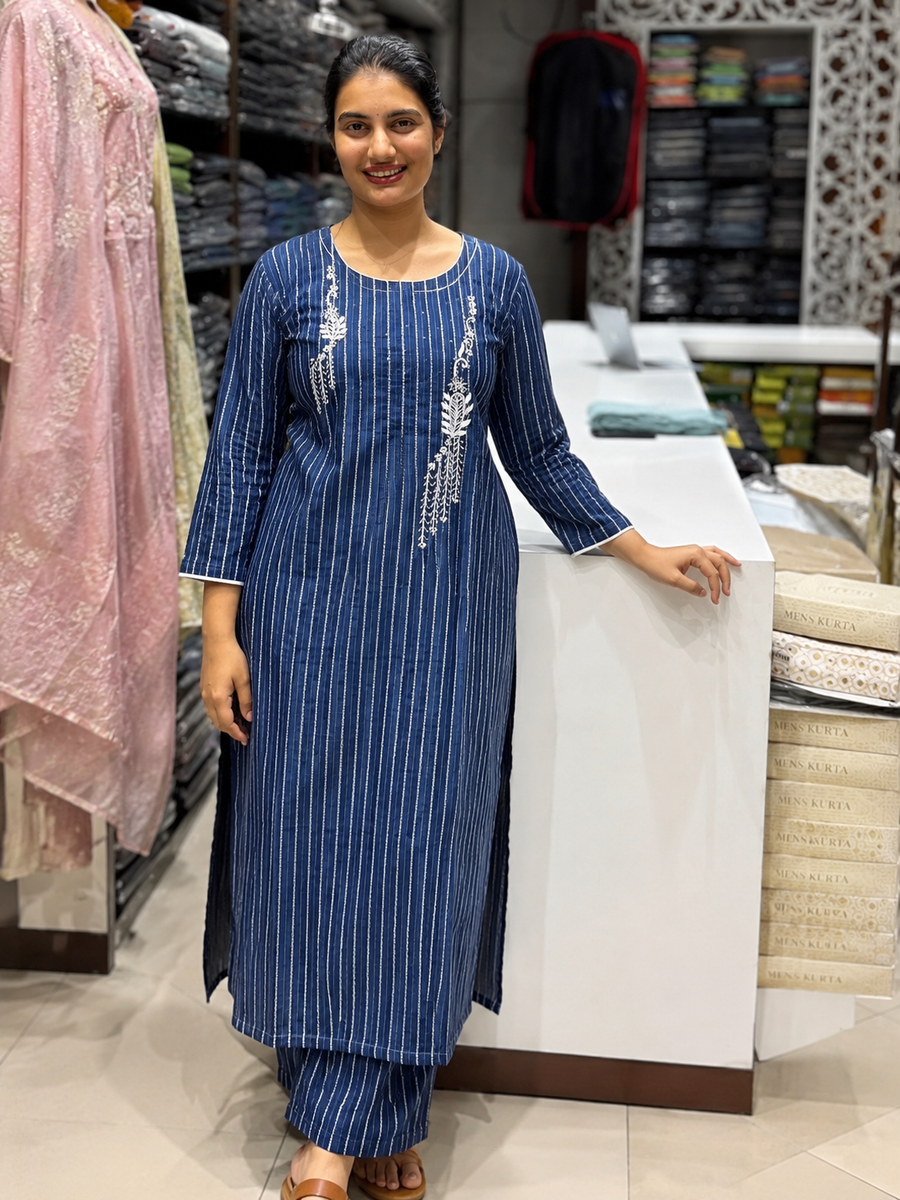 T42 Handloom kurti with zardosi work