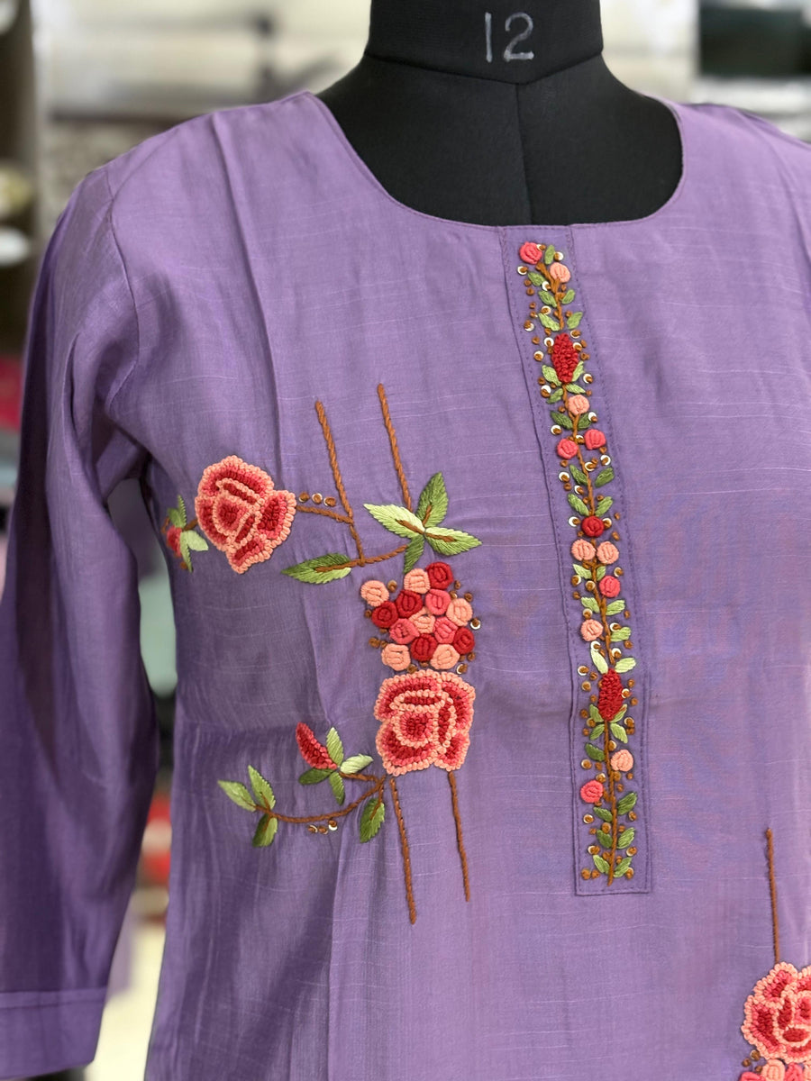 T35 Vatican silk knot work kurti