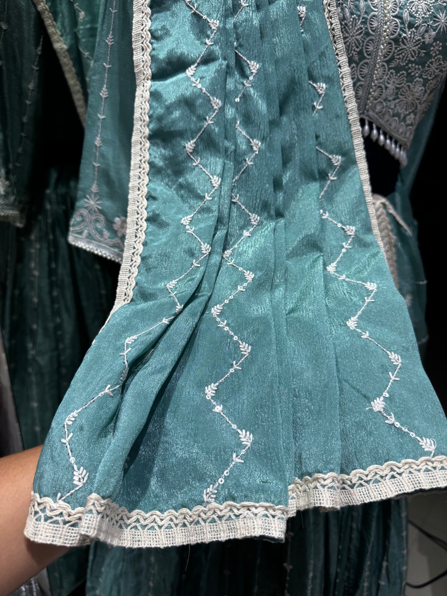IN3 Teal blue gagra with dupatta