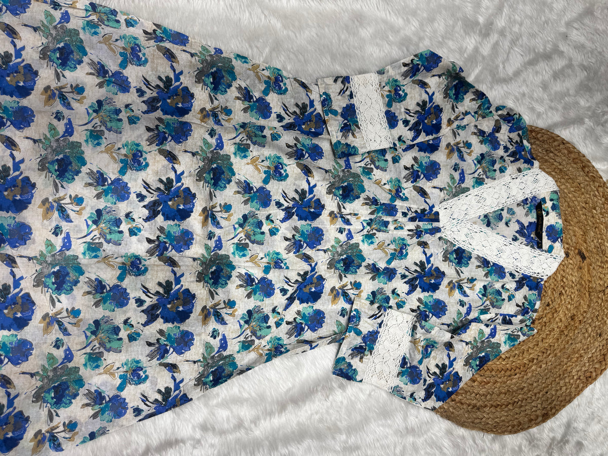 T44 Jaipur cotton kurti with crocia lace