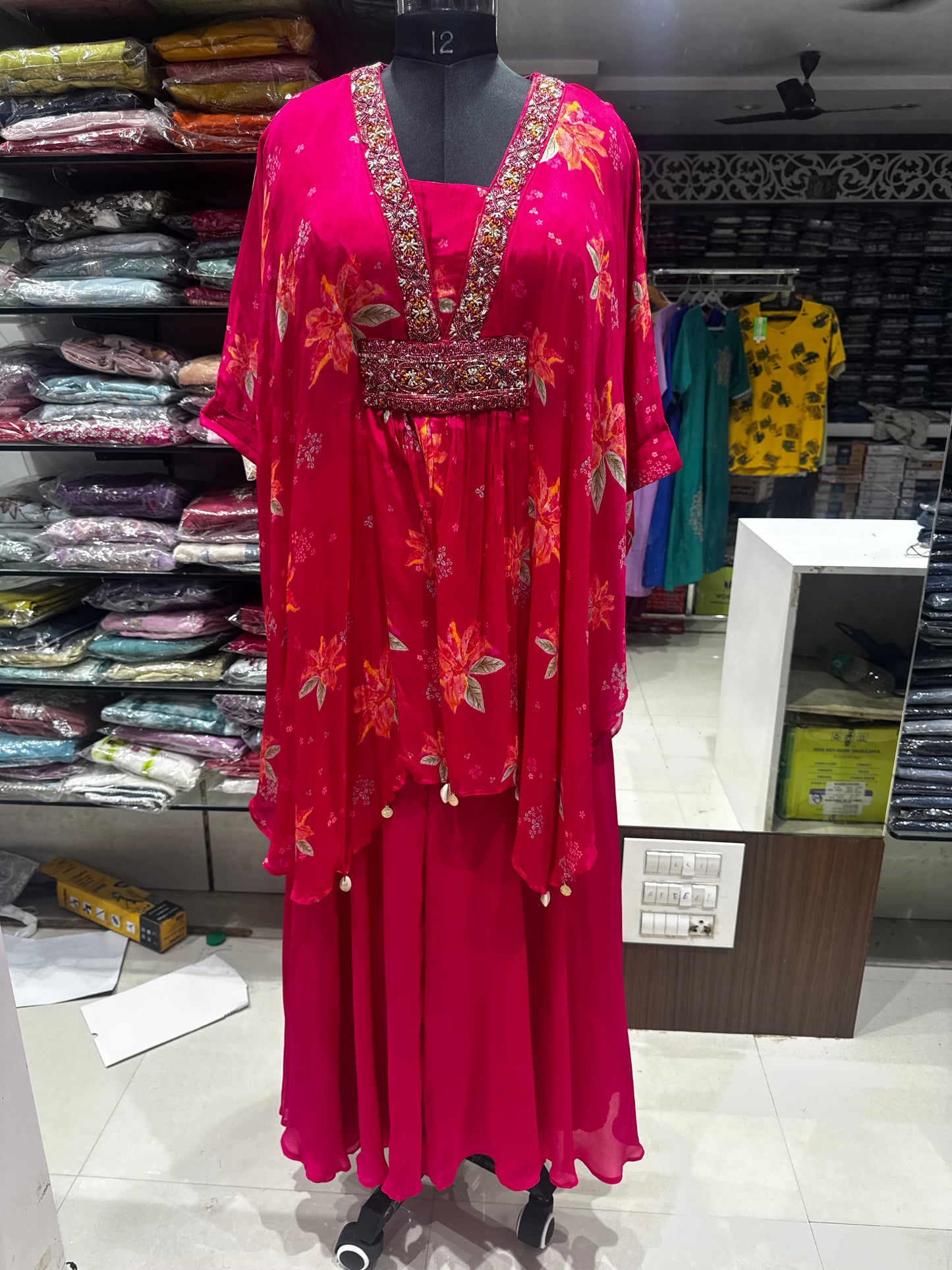 IN 19 indowestern pink kaftan Plazzo set