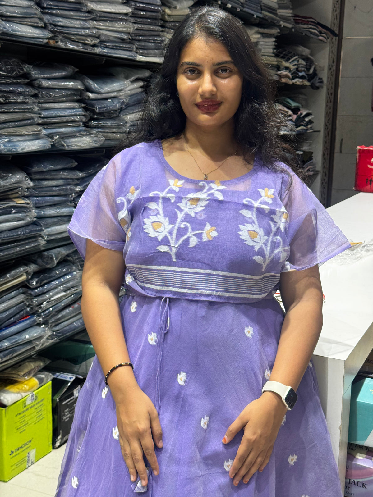 F140 Jamdani Poncho dress