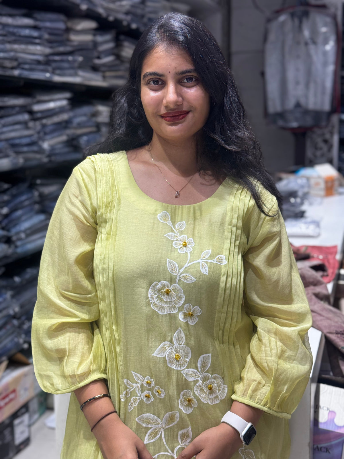 F157 Butter yellow mulchanderi dress